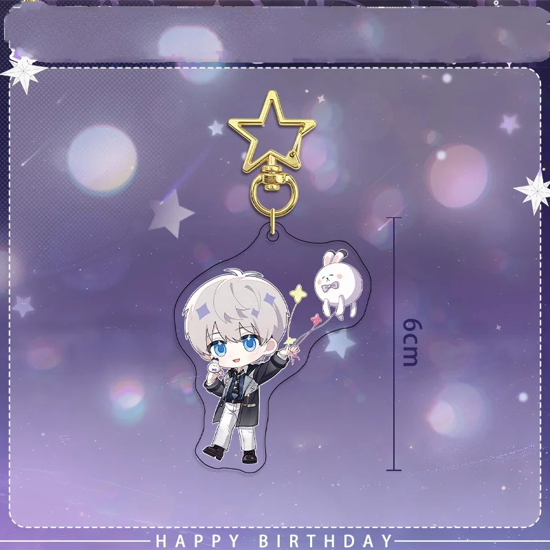 Gantungan Kunci Akrilik Seri Ulang Tahun Love and Deepspace Xavier, Plat Berdiri Transparan untuk Meja, Gantungan Kartu, Hadiah untuk Wanita