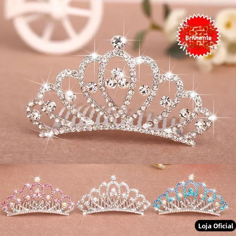 ガールズクラウンヘッドウェアクリスタルステージパフォーマンスガールズベビーコーム子供用クラウンヘアアクセサリー中大サイズ