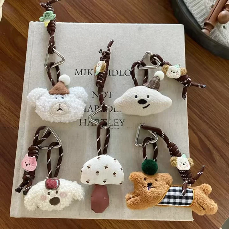 Porte-clés animal en peluche mignon ; Jouet ours/lapin/chien en peluche douce ; Pendentif idéal pour voiture d'enfants, sac à dos, décoration de sac