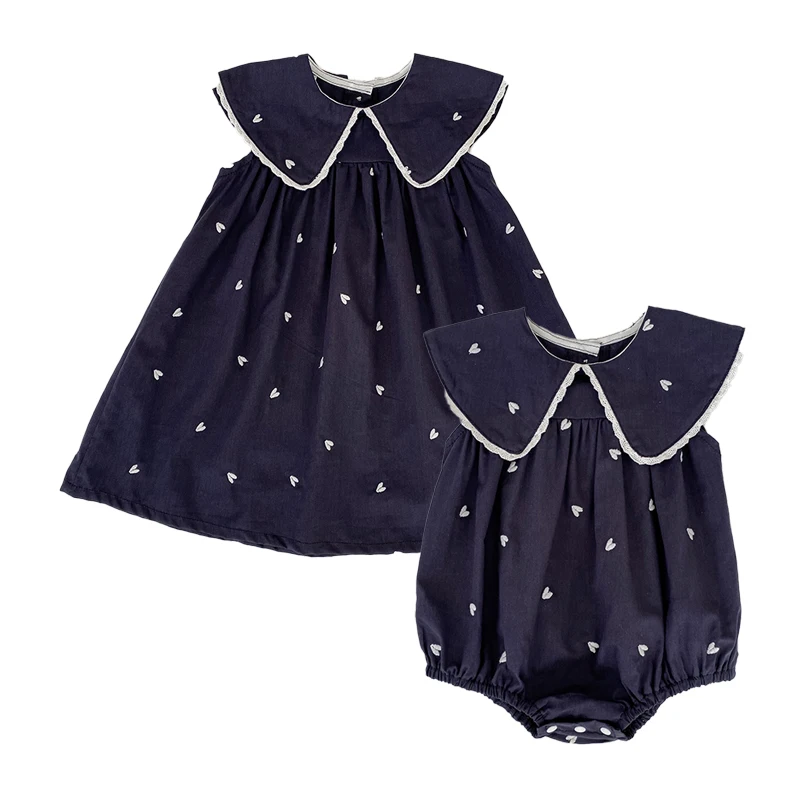 2026 Sommer-Schwesterkleidung 0-24M Baby Mädchen Ärmellose Baumwoll-Stickerei Baby Bodysuit 2-6 Jahre Süße Partykleider für Kinder – Detail 34