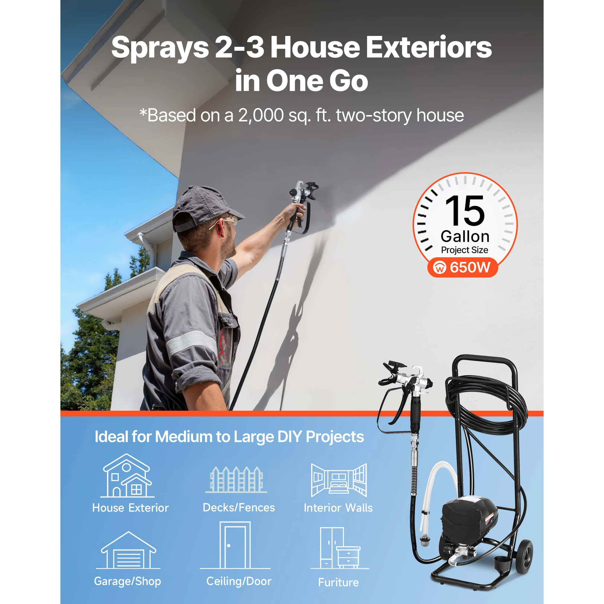 SucceBuy High Pressure Airless Sprayer Stand Airless Paint Sprayers with Cleaning Brush Electric Spray Paint Machine