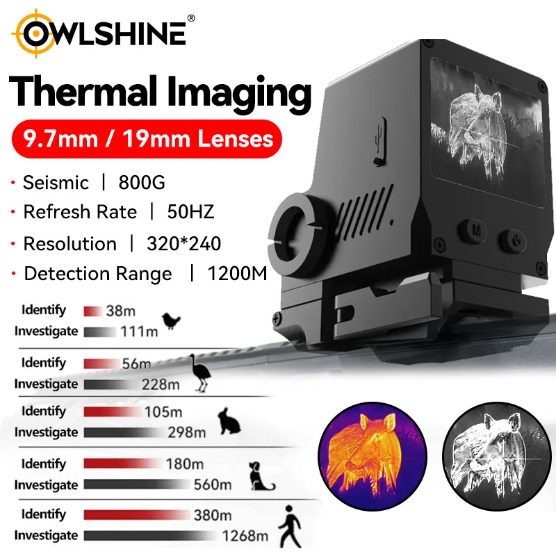 Schermo termocamera a infrarossi antisismico Puntamento incrociato Clip a coda di rondine Smontaggio rapido Visione notturna Rilevatore di caccia all'aperto