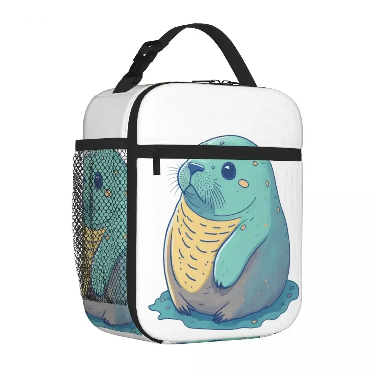Adorable Fat Baby Seal - Playful Seal Design For Seal Lovers Lunch Bags Insulated Lunch Tote Portable Bento Box Picnic Bags