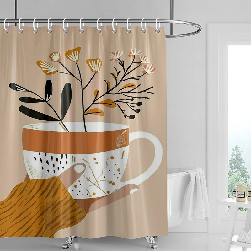 Abstract Art Illustration Bathroom Shower Curtain Waterproof Fabric Modern Nordic Bathroom Curtain Shower Curtain 180x200cm