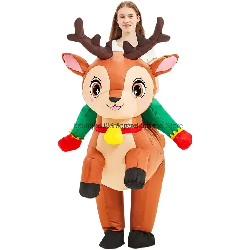 Christmas Inflatable Riding ELK Cosplay Air Blow-up Suit Adult Halloween Party Costumes Stage Performance Cosplay