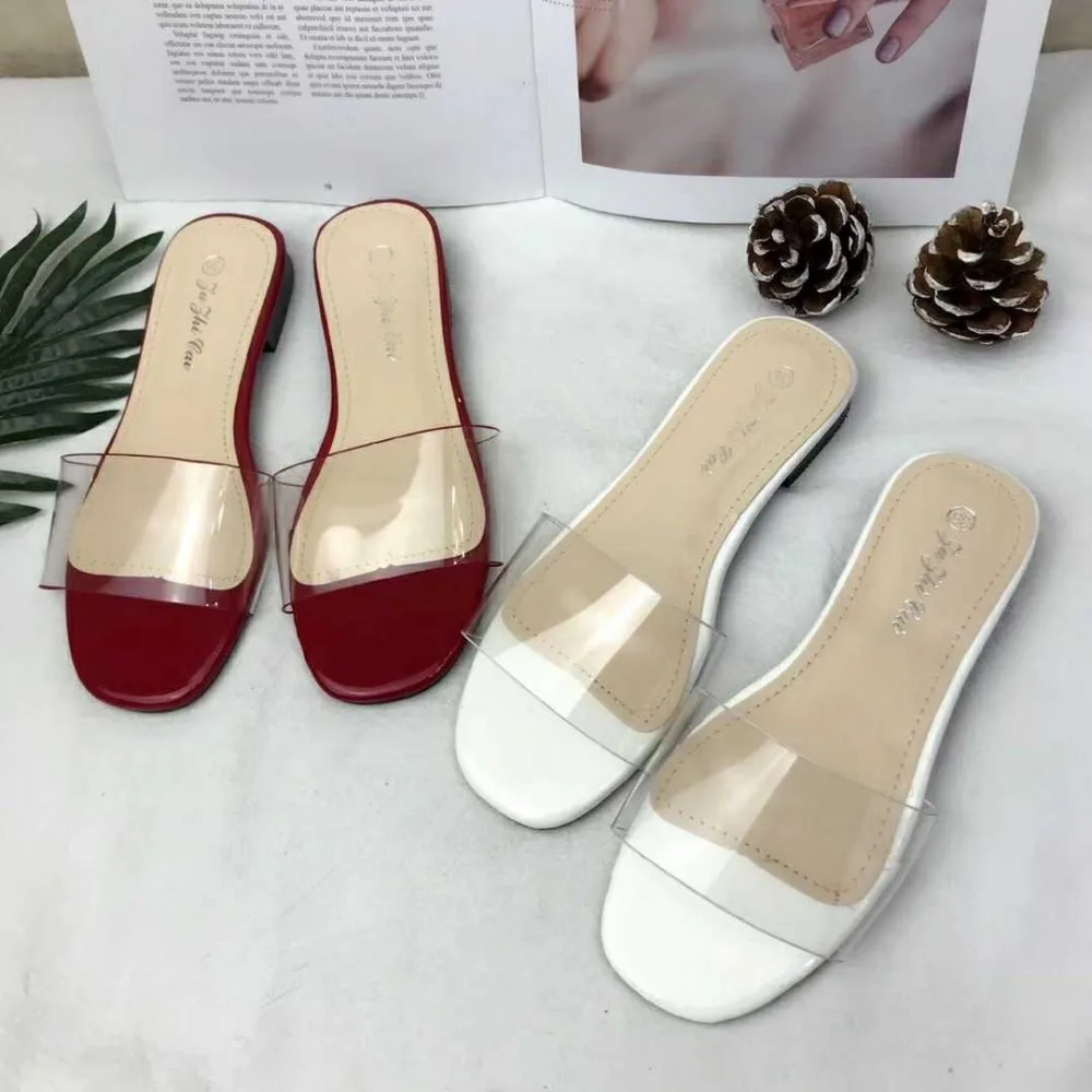 Women Transparent Black And White Slippers Open Toe Slides Summer Shoes Flattie Mixed Colors 48 34 Rome Style Fits True To Size