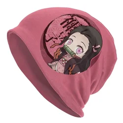 Unisex Bonnet Winter Warm Knit Hat Men Kimetsu No Yaiba Nezuko Street berretti Adult Demon Slayer Anime Manga Beanie Hats Cap