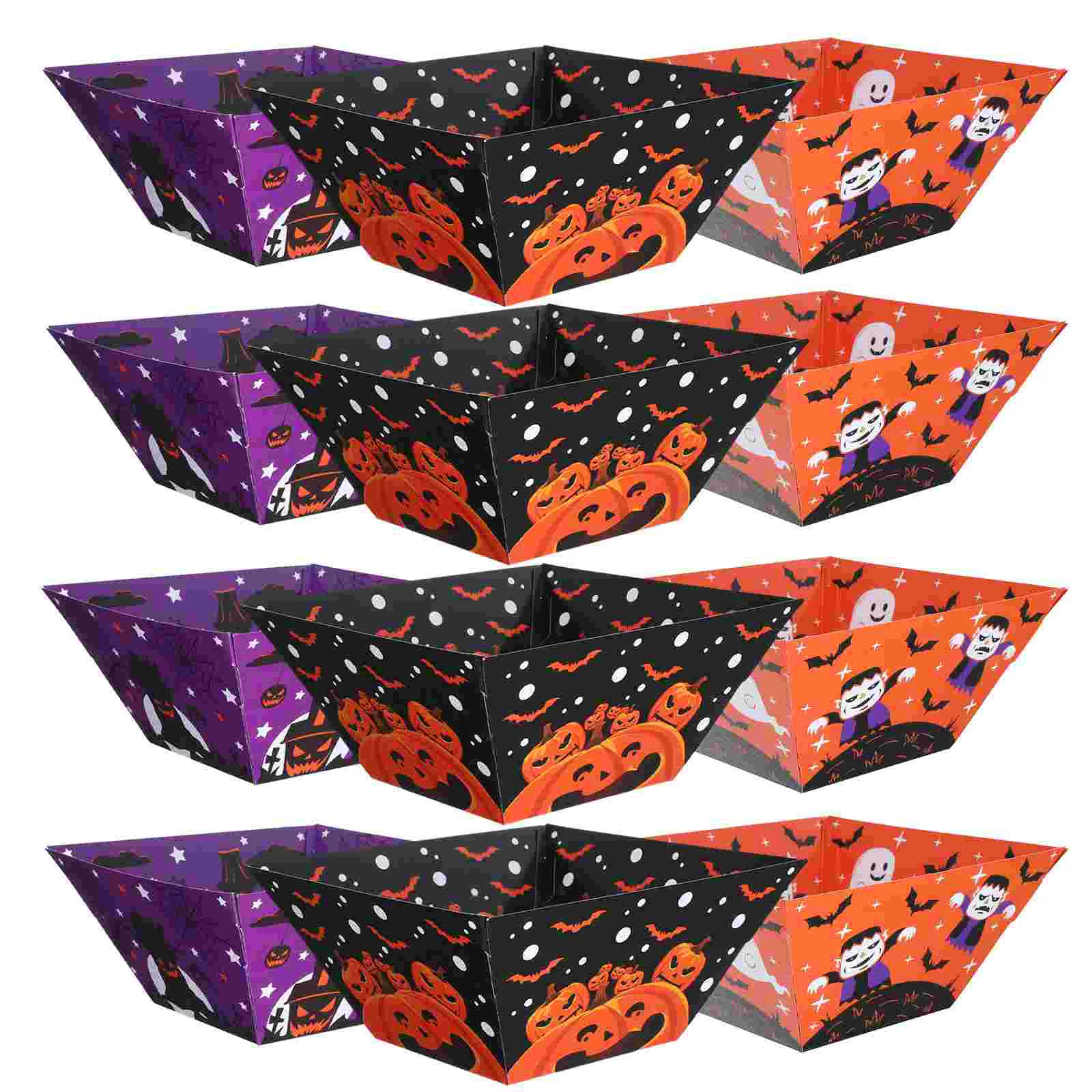 12 Pcs Halloween Carton Food Boxes Themed Containers Snack Candy Party Paper Supplies for Adults