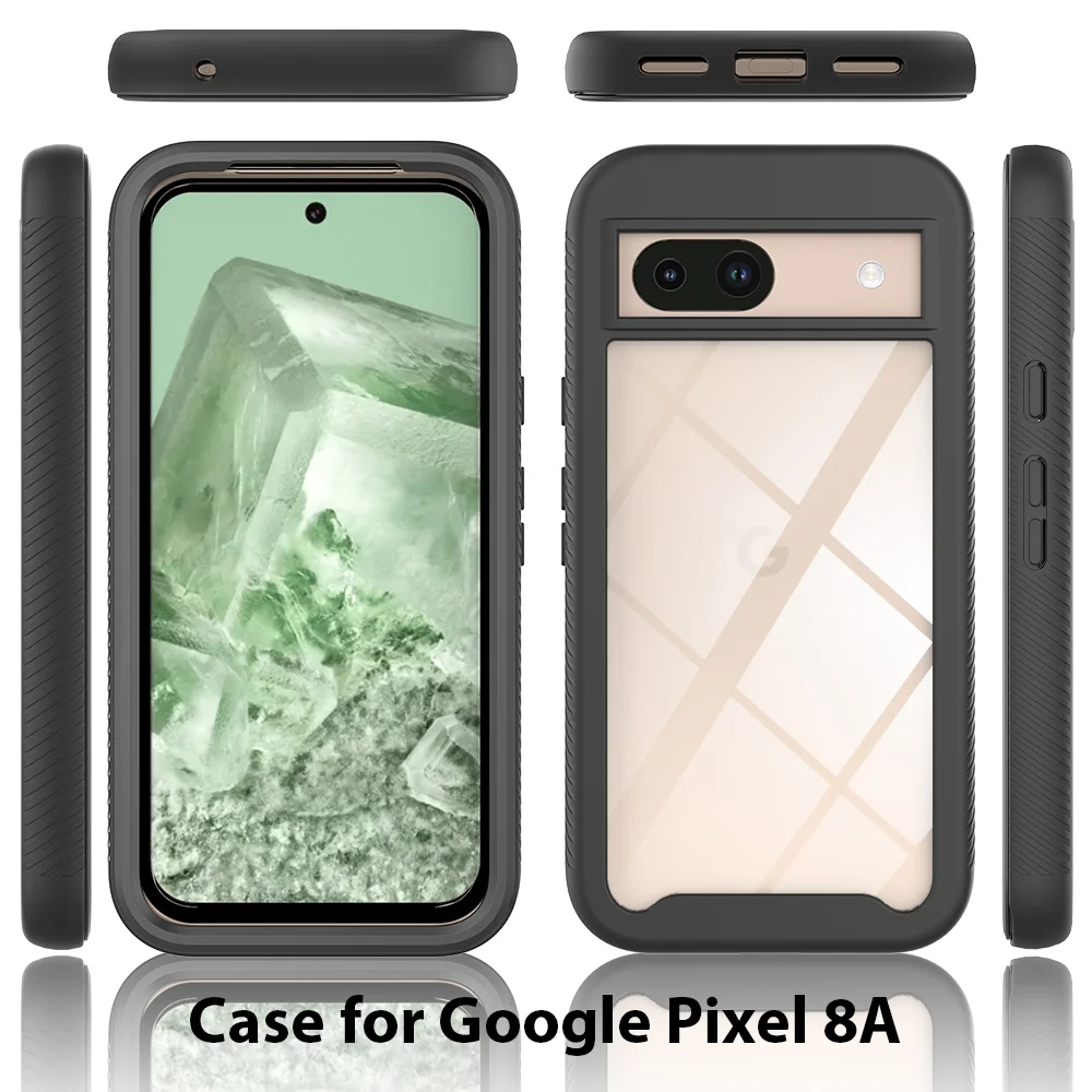 Hybrid Rugged Armor Shockproof Case For Google Pixel 8A 7A 6A 6 7 8 Pro TPU Bumper Transparent Acrylic Hard Plastic Back Cover