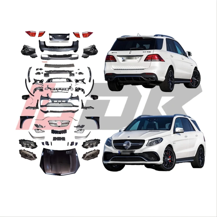 2005-2012 for ML W164 Upgrade to GLE W166 GLE63 Body Kits Hood Fender LED Headlight Taillight Grille