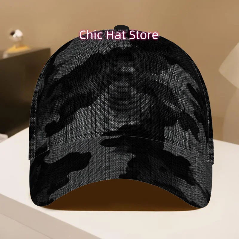1pc Black & Gray Camo Print Baseball Cap - Adjustable Duckbill Hat with Camouflage, Lightweight Comfort for Daily Wear, Snap Clo