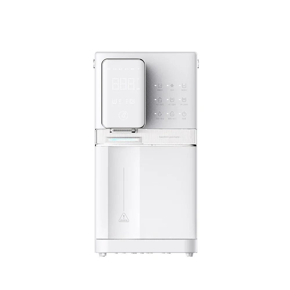 Tabletop sparkling water dispenser with smart app monitoring, combining iced water, sparkling water and hot water.