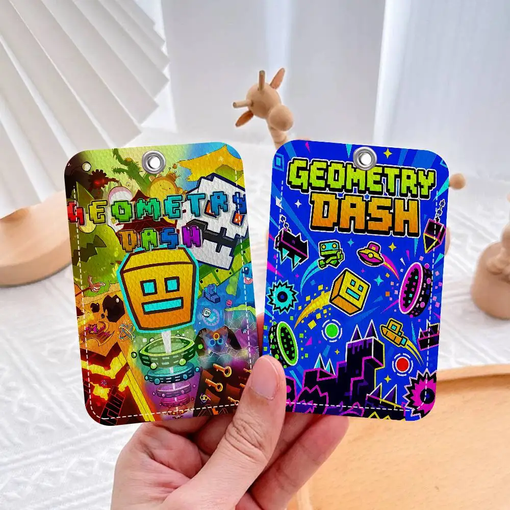 G-Geometry Dash Game 1pc INS Creative Cartoon Student Campus Card Holder For Meal Card, Bus Card, Work Card, Etc
