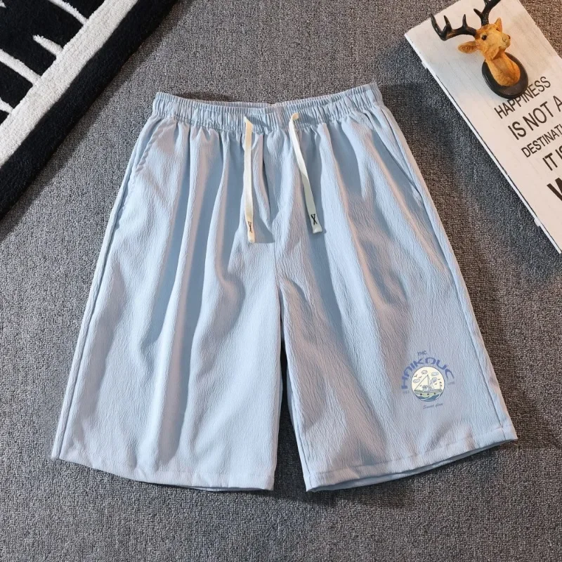 

Поп-мужские шорты с принтом, крутая текстура, легкие дышащие спортивные шорты, уличные свободные шорты, унисекс, пляжные шорты из ледяного шелка