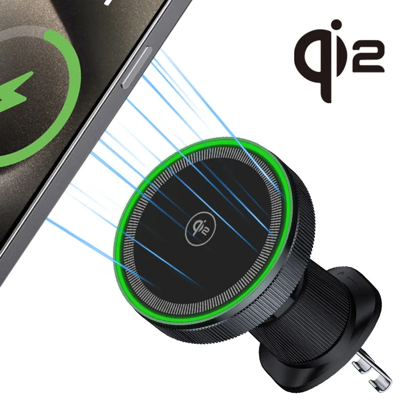 

Беспроводное магнитное автомобильное зарядное устройство LED Light Qi2 15W с креплением на воздуховод для iPhone 17/16/15/14/13 Pro Max, станция быстрой зарядки