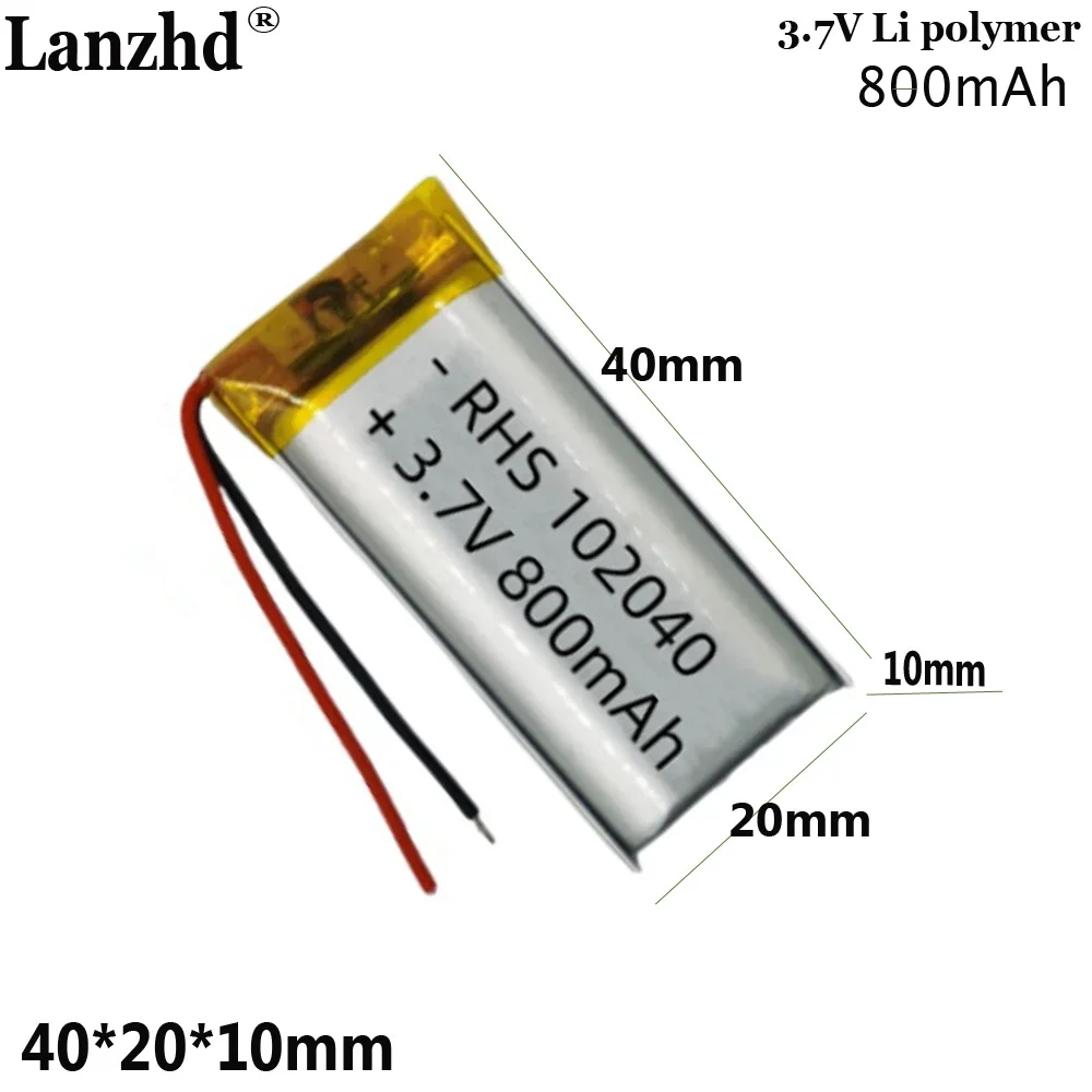 

Rechargeable battery 3.7V For fingerprint lock electric toothbrush neck fan teeth cleaner cervical massager 102040 800mAh