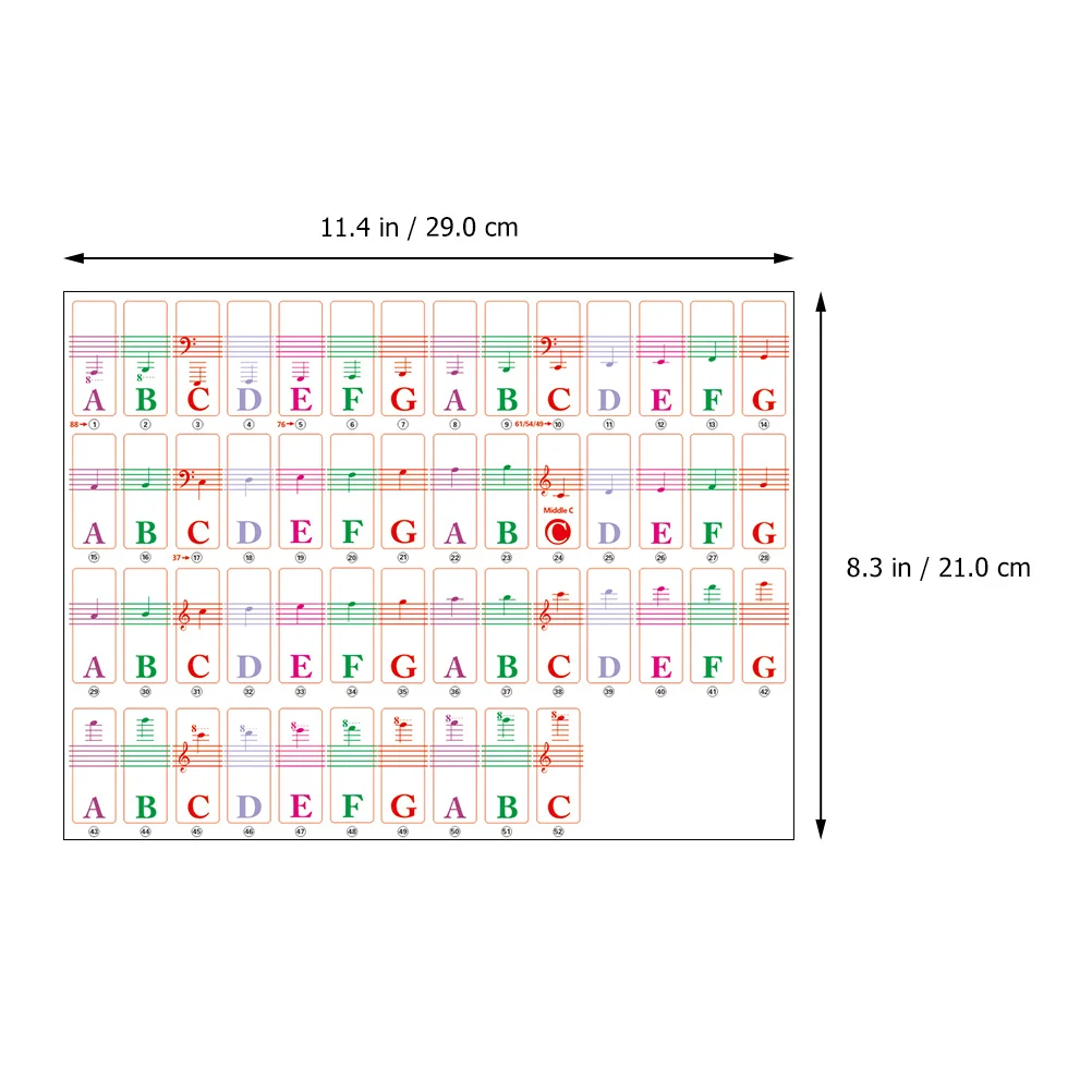 

1 set Electronic Piano Keys Stickers 49/61/76/88 Key Universal Removable Pvc Labels Large Letters For Beginners Piano Learning