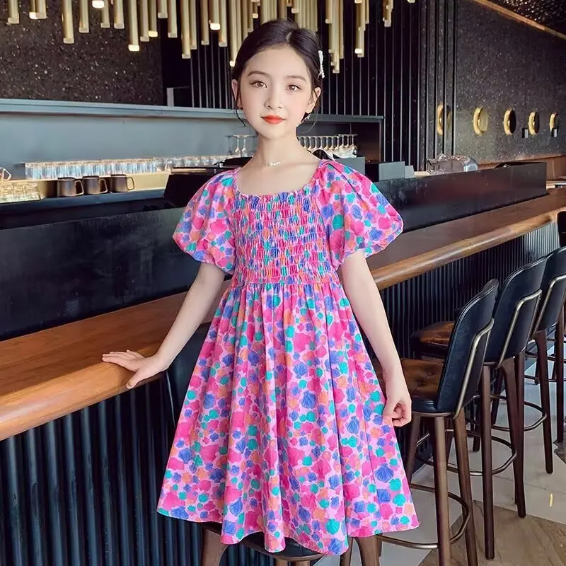 Kids Clothes Dress Sweet Princess  Floral Sundress Back Bow Princess Dress Girl Dress For 3-7Y