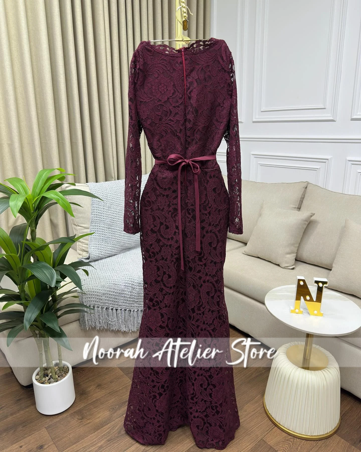 Sexy Wine Red Lace sweetheart Long Sleeves Luxury women Evening Dresses 2025 Women Mermaid Dubai Long Party Gown Customized