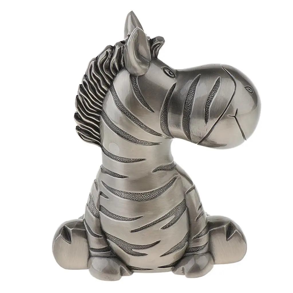 

Zebra Metal Coins Saver Box Money Saving Pot Home Decor Piggy Bank for Kids