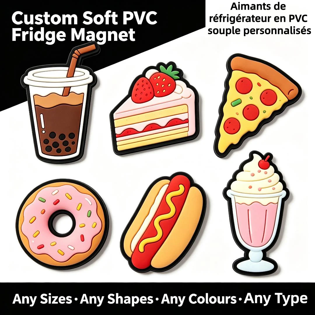 Custom Soft PVC Fridge Magnet Rubber PVC Die Cut Self-Adhesive Fridge Irregular Shape Soft PVC Fridge Magnet Soft Magnetic Decor