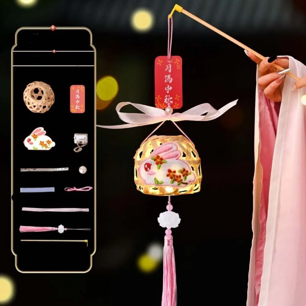 

Rabbit Middle Autumn Festival Lantern Hand Made Luminous Children DIY Lantern Material Kit Cartoon PP Rabbit Lantern Decoration