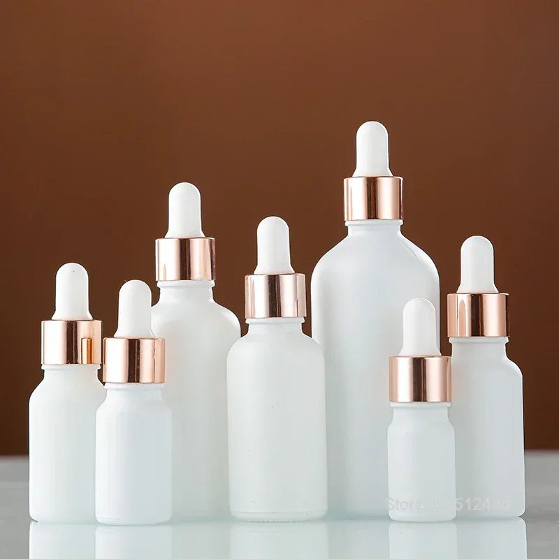 5-100ml Dropper Oil Bottle Frosted White Cosmetic Empty Amber Essential Aromathera Liquid Massage Pipette Refillable Sample