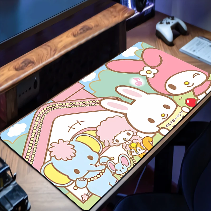 لوحة الماوس My Melody Gamer Desk Mat PC Computer Edge White مثير Anime Mousepad لوحة المفاتيح ملحقات ألعاب الكمبيوتر المحمول Mausepad