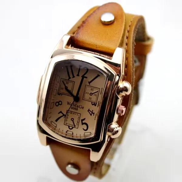 Fashion Brand Spots Watches Wholesale 2016 New Pu Leather Band Watches Square Meter womage Casual Watches