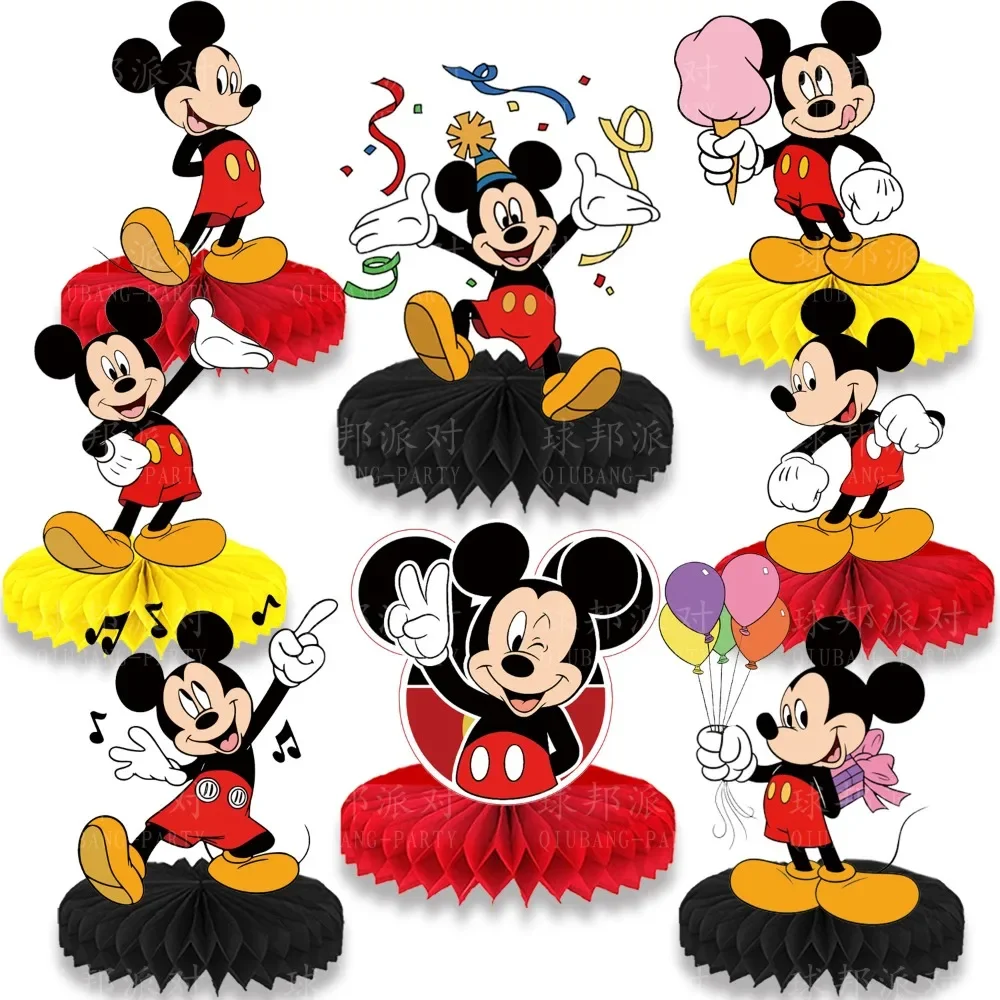 

9pcs/set Kawaii Disney Mickey Mouse Cartoon Honeycomb Decoration Birthday Party Decoration Schoolgirl Attachment Festivals Gift