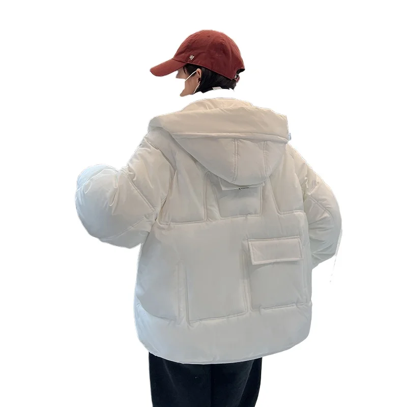 Large size new cotton jacket women's short bread jacket winter fashion loose fit slimming hooded