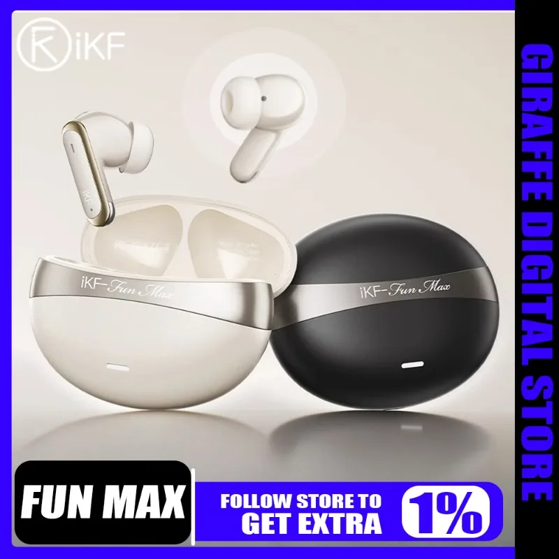 

IKF Fun Max Bluetooth6.0 Earphone Wireless Hybrid Active Noise Reduction High Quality Low Latency Long Battery Life Earbuds Gift