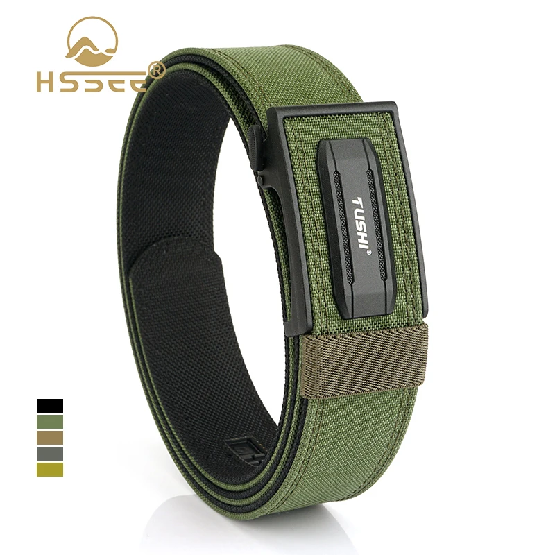 

HSSEE New Rigid Tactical Military Belt for Men Zinc Alloy Automatic Buckle Sturdy Nylon Duty Work Belt Adjustable Casual Girdle
