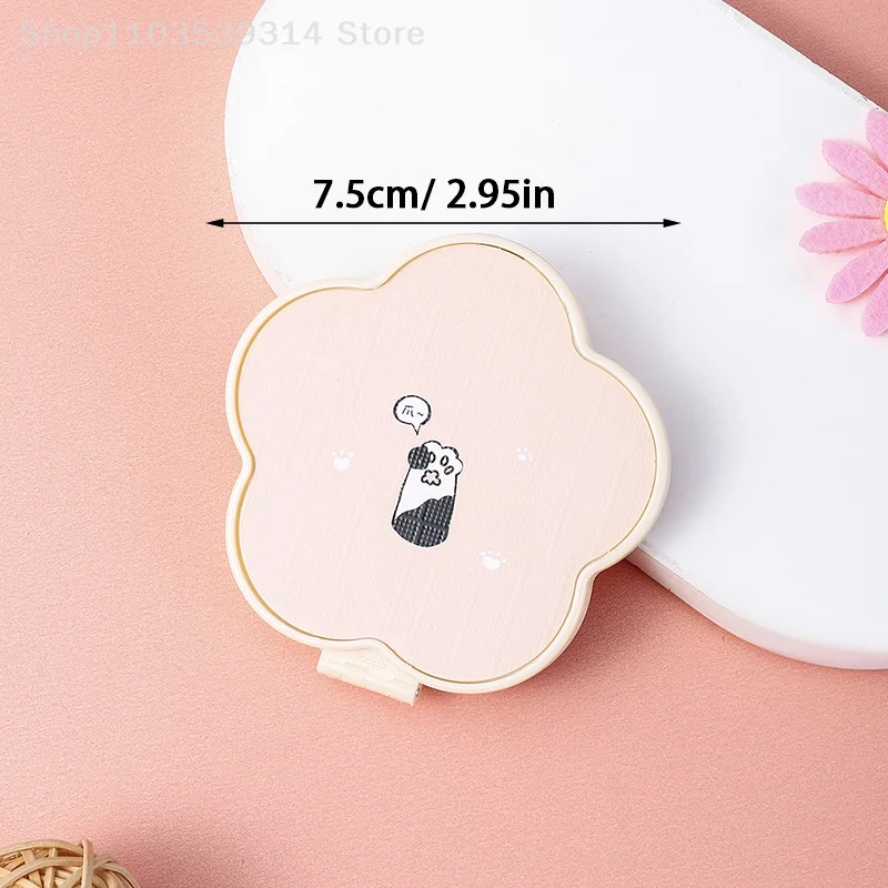 Double-Side Foldable Makeup Mirror Mini Cartoon Flowers Rabbit Ears Cosmetic Mirror Girls Portable Pocket Vanity Mirror