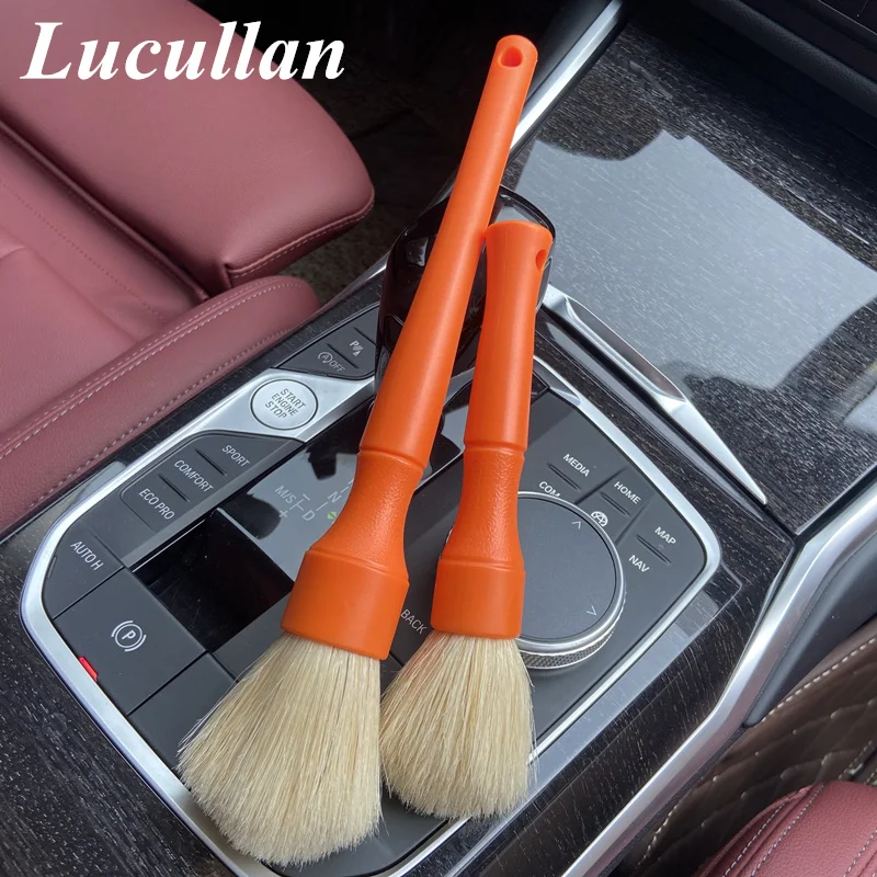 Lucullan Super Dense Natural Boar\'s Hair Premium Cleaning Brushes For Small Spaces,Engine Bays,Exterior Detailing