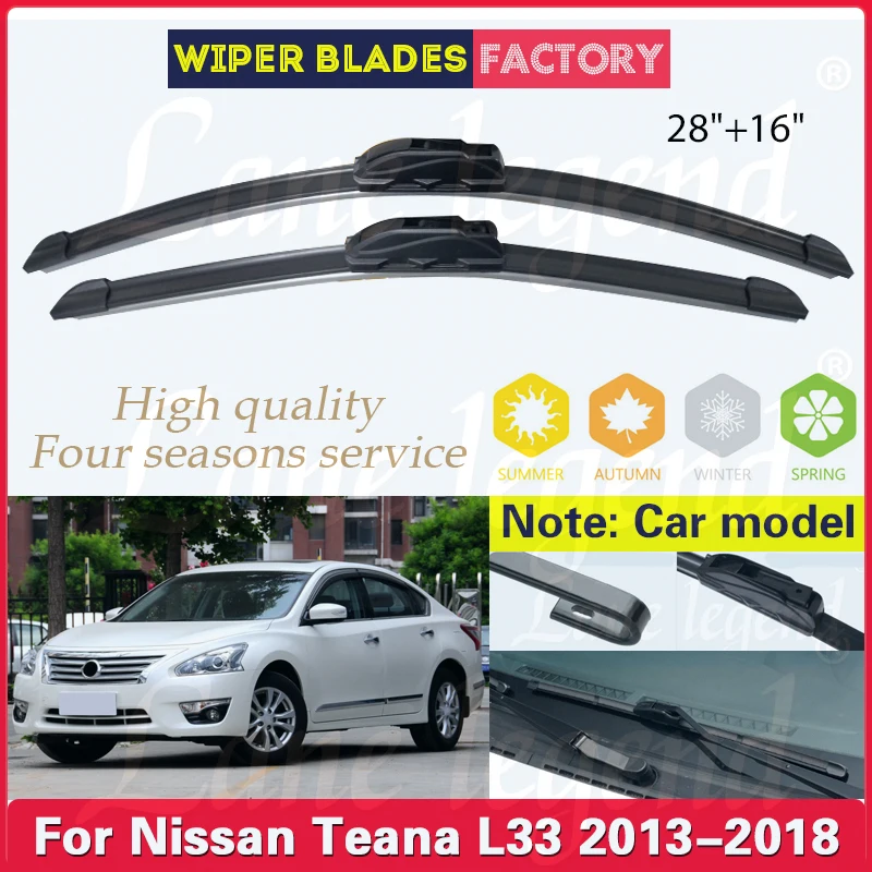 

Car Wiper Blade Front Window Windscreen Windshield Rubber Wiper For Nissan Teana L33 2013 - 2018 LHD 28"+16" Car Accessories