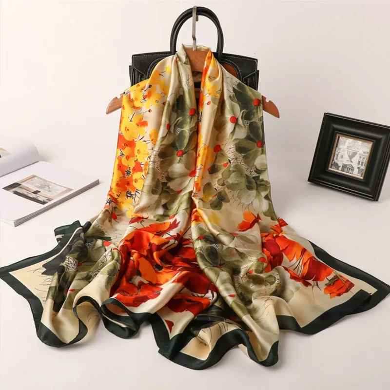 

Новый модный ретро-шарф с имитацией цветов 2025 года, универсальный, для путешествий, подарок для мамы, солнцезащитный платок