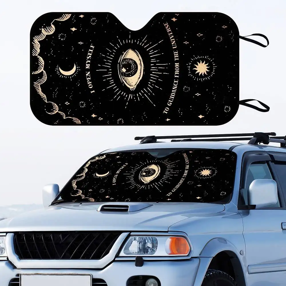 ساحرة الشمس القمر زجاج السيارة الأمامي مضحك الشمس الظل طوي الأشعة فوق البنفسجية الشمس قناع حامي ظلة للنافذة الأمامية #5