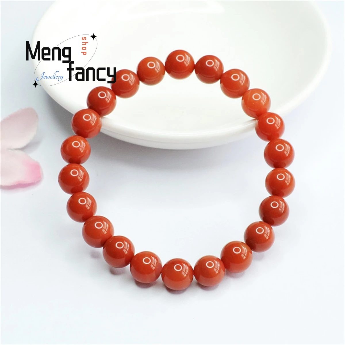 

Natural South Red Agate Full Meat Color Beads Bracelet Simple Generous Personality Retro Charm Fashion Men Women Luxury Jewelry