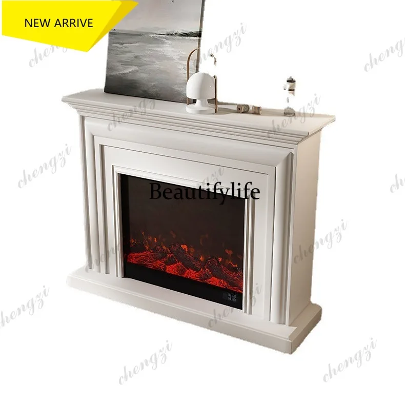 a95 Italian modern light luxury simple black fireplace simulation villa heating furnace core living room