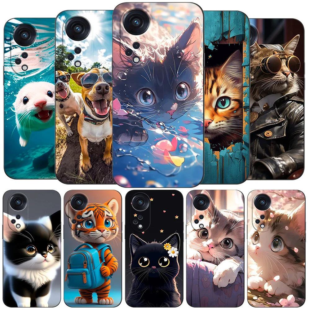 Case For OPPO RENO 8T 5G Case Back Phone Cover Protective Soft Silicone Black Tpu amazing cool cats pets