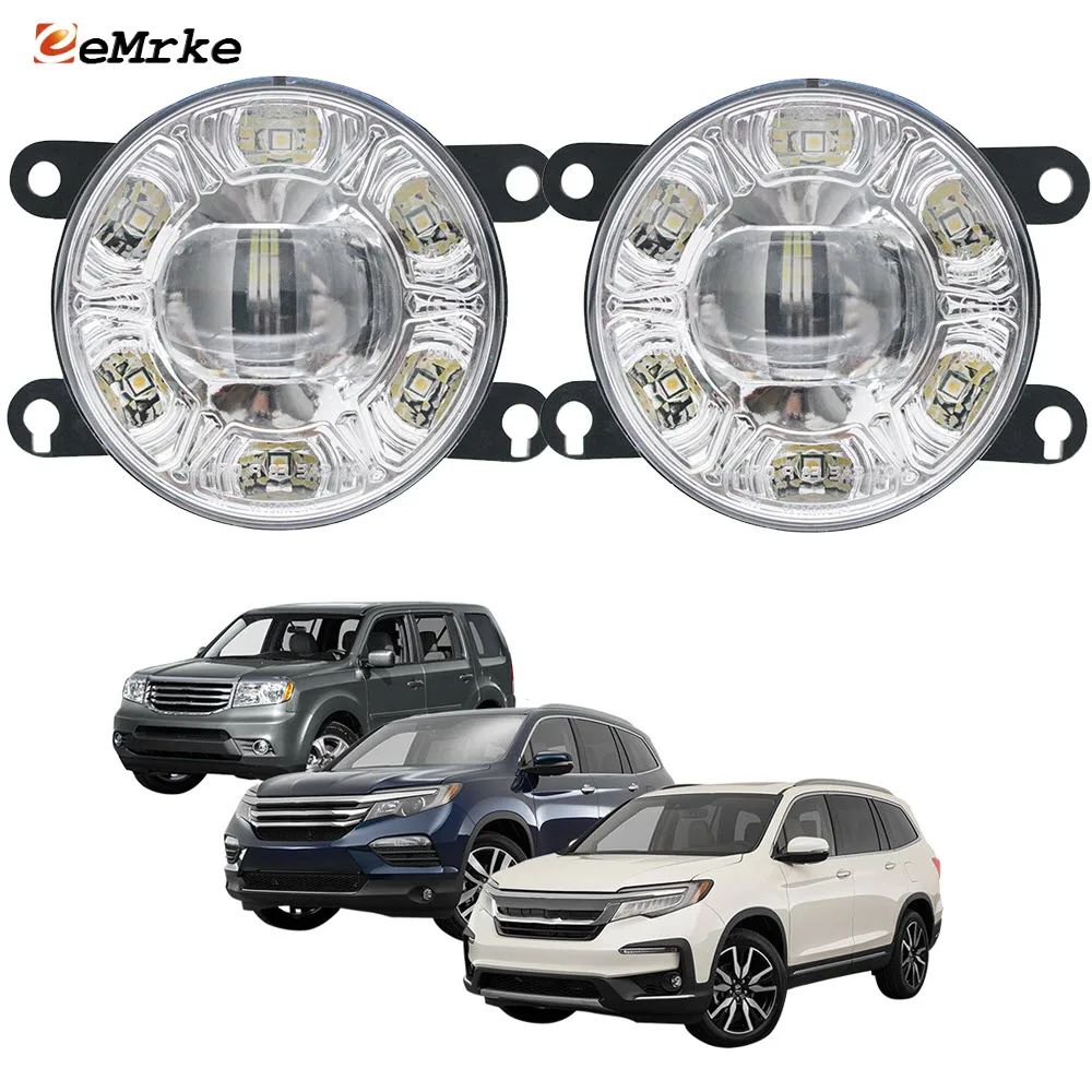 

Led Fog Lights Assembly with Lens + Car DRL Daytime Running Lamp Accessories for Honda Pilot YF II 2012-2014 Pilot III 2015-2021