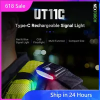 Nextorch UT11C/UT11 Rechargeable Signal/Clip Light / Flashlight, White/Blue/Red 3 LED Source, COB Soft Flood-light, Lightweight