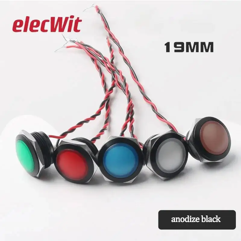 

5pcs 19mm Metal Indicator Light Oxidation Black LED 15cm wire Bright Waterproof Spherical Short Blue 12v Power Signal Lamp