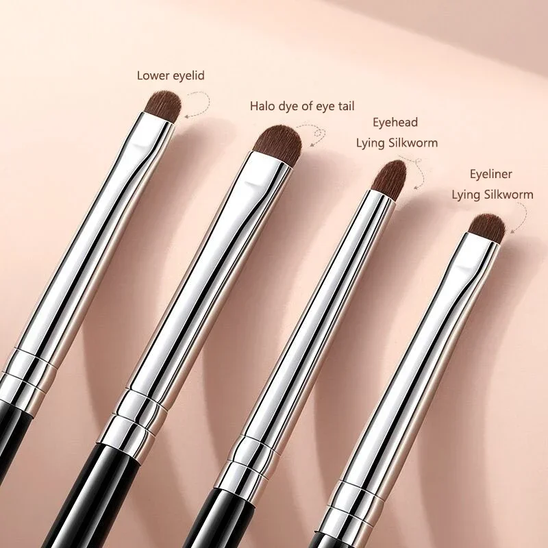 2/4pcs Eyeshadow Brush Set Soft Horse Hair Eyelid Highlighter Lying Silkworm Makeup Brushes Eyes Make Up Tools