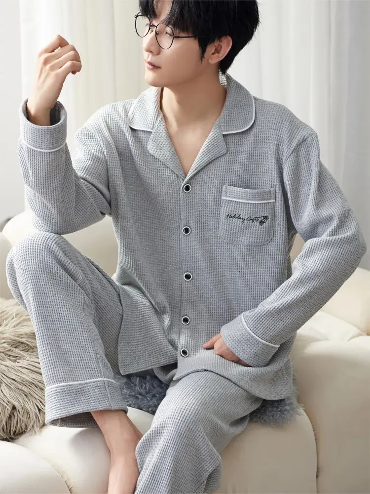 Coppia Look Cotton Man pigiama Silk Sleeping Men pigiama coreano Set Trendy Two Piece Set Family New in Sleepwear Nightwear