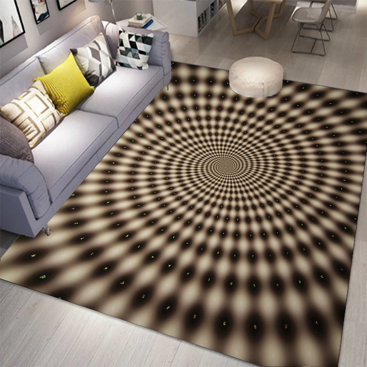 3D Vortex Illusion Carpet Entrance Door Floor Mat Abstract Geometric Optical Doormat Non-slip Floor Mat Living Room Decor Rug