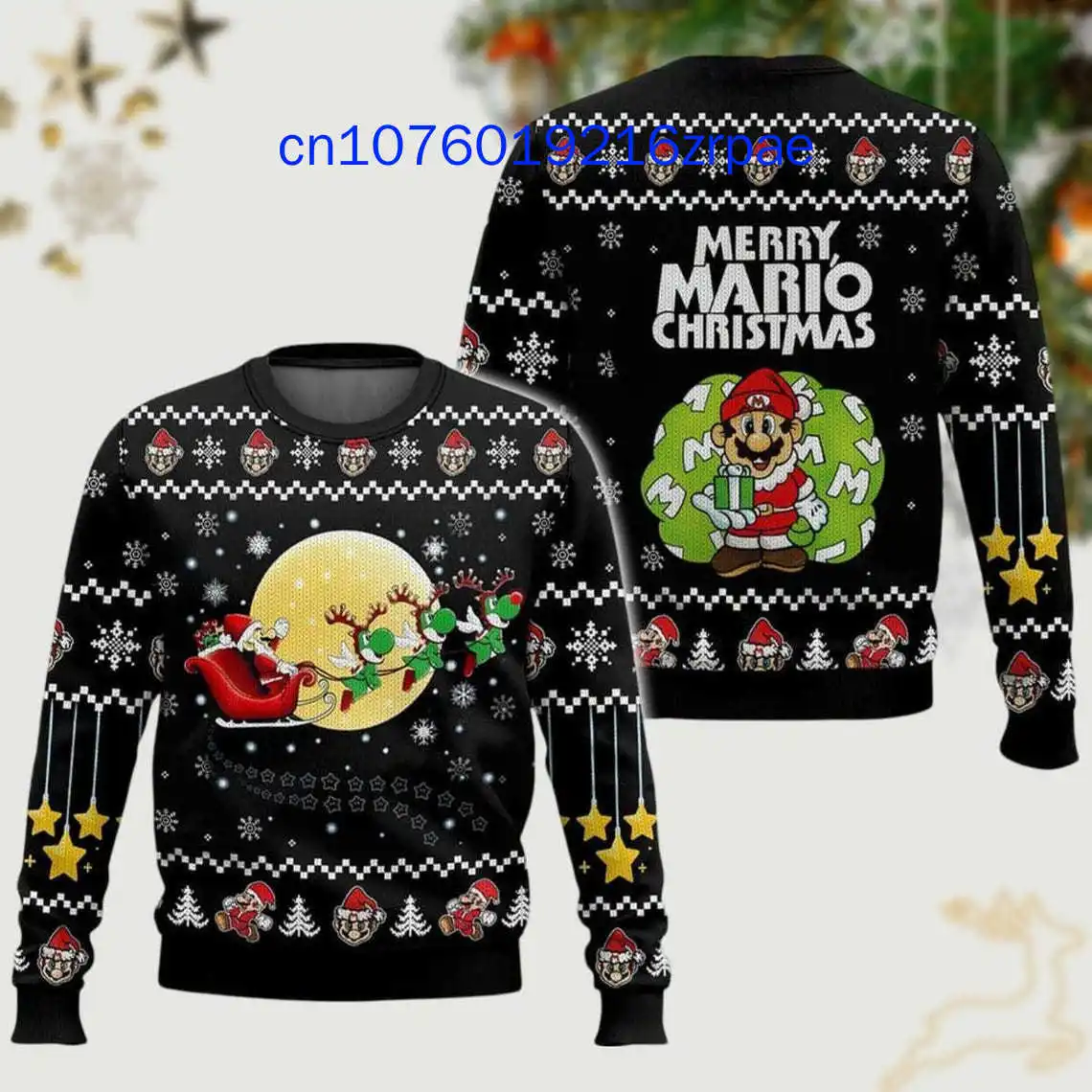 Super Mario Ho Ho Ho Christmas Ugly Sweaters Christmas Gift Disney 3d Print Christmas Ugly Sweaters Fashion Casual Sweater