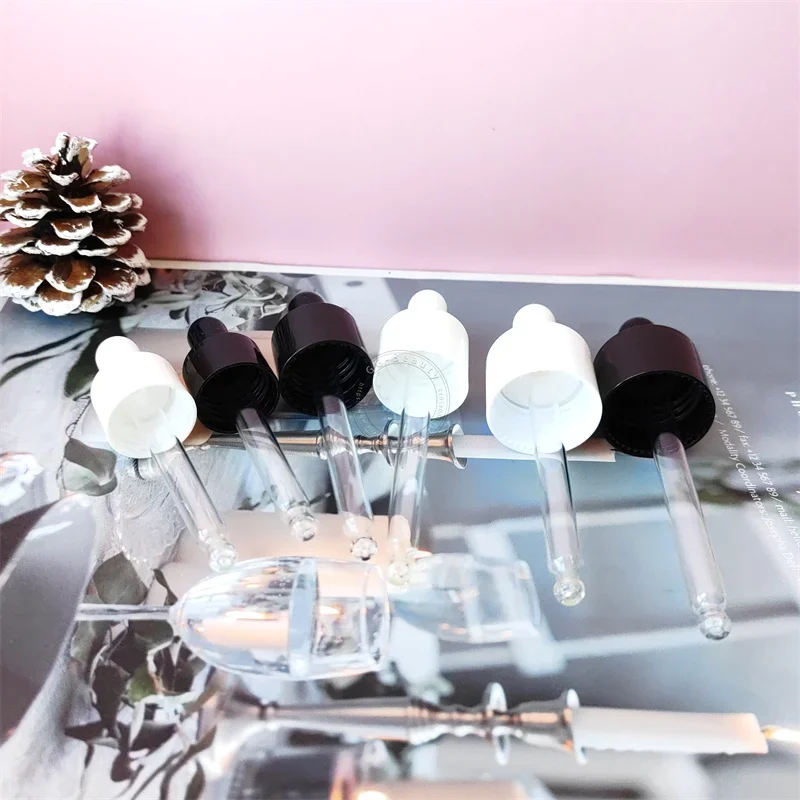 Kaliber czarno-biały plastikowy zakraplacz do perfum z żarówką szklana pipeta aromaterapeutyczna butelka na olejek górny gumowy zakraplacz ssący