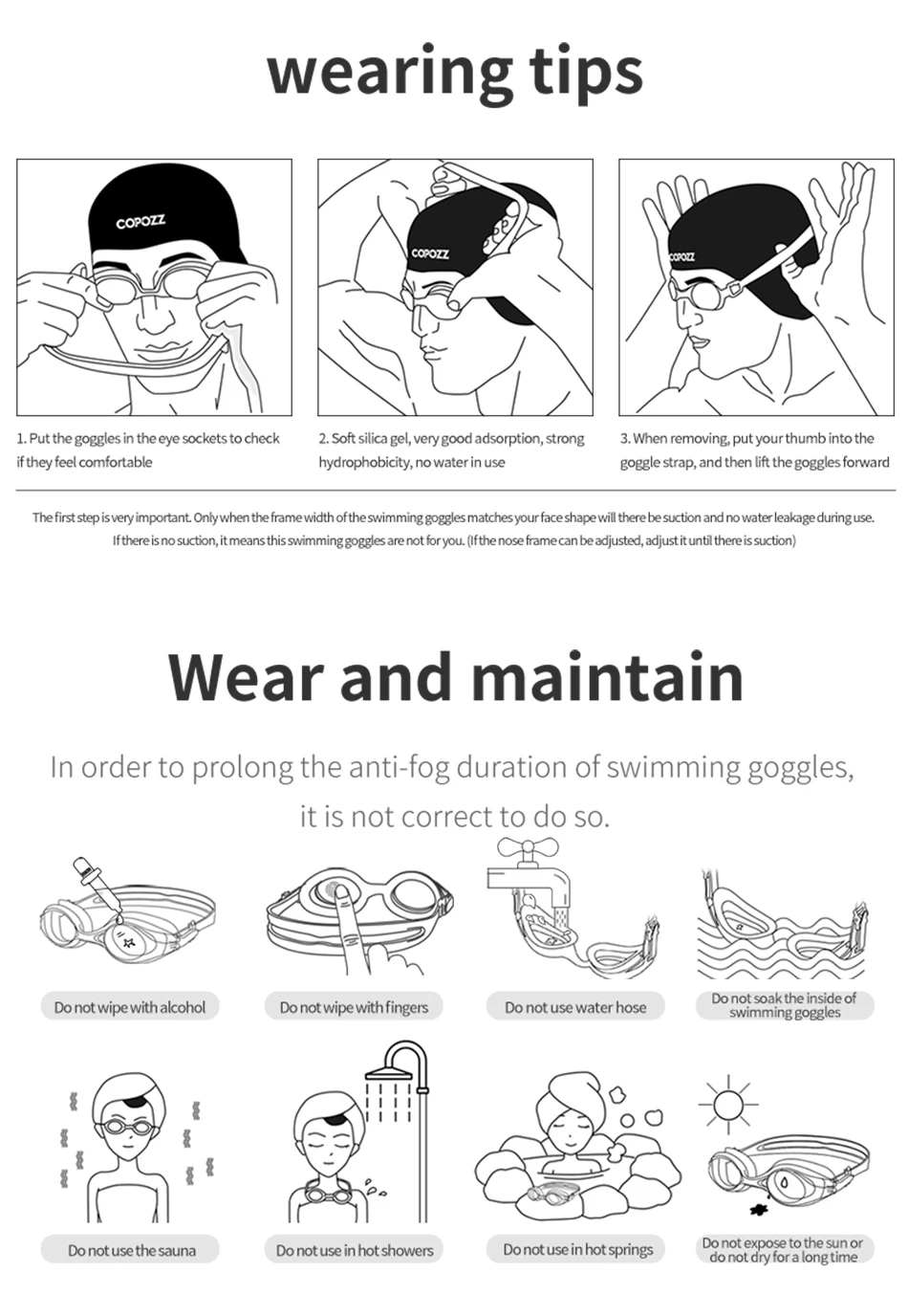 COPOZZ Neue Schwimmbrille für Erwachsene mit großem Rahmen, professionelle Beschichtung, langlebig, Anti-Beschlag-Komfortbrille, Schwimmbrille für Männer und Frauen – Detail 17